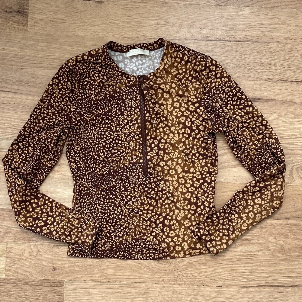 Ulla Johnson Brown and Tan Swim Top